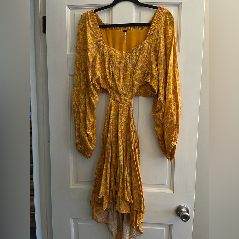 FREE PEOPLE YELLOW CUT OUT DRESS
